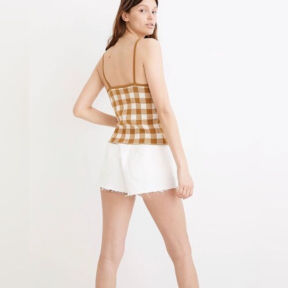 MADEWELL NWT Gingham Apron Sweater Tank Top Antique Gold Item ND755 Size XXS - Picture 4 of 6